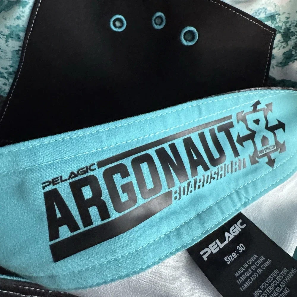 Pelagic Argonaut Board Shorts Mens 30 Teal Black Swim Fishing Surfing Unlined